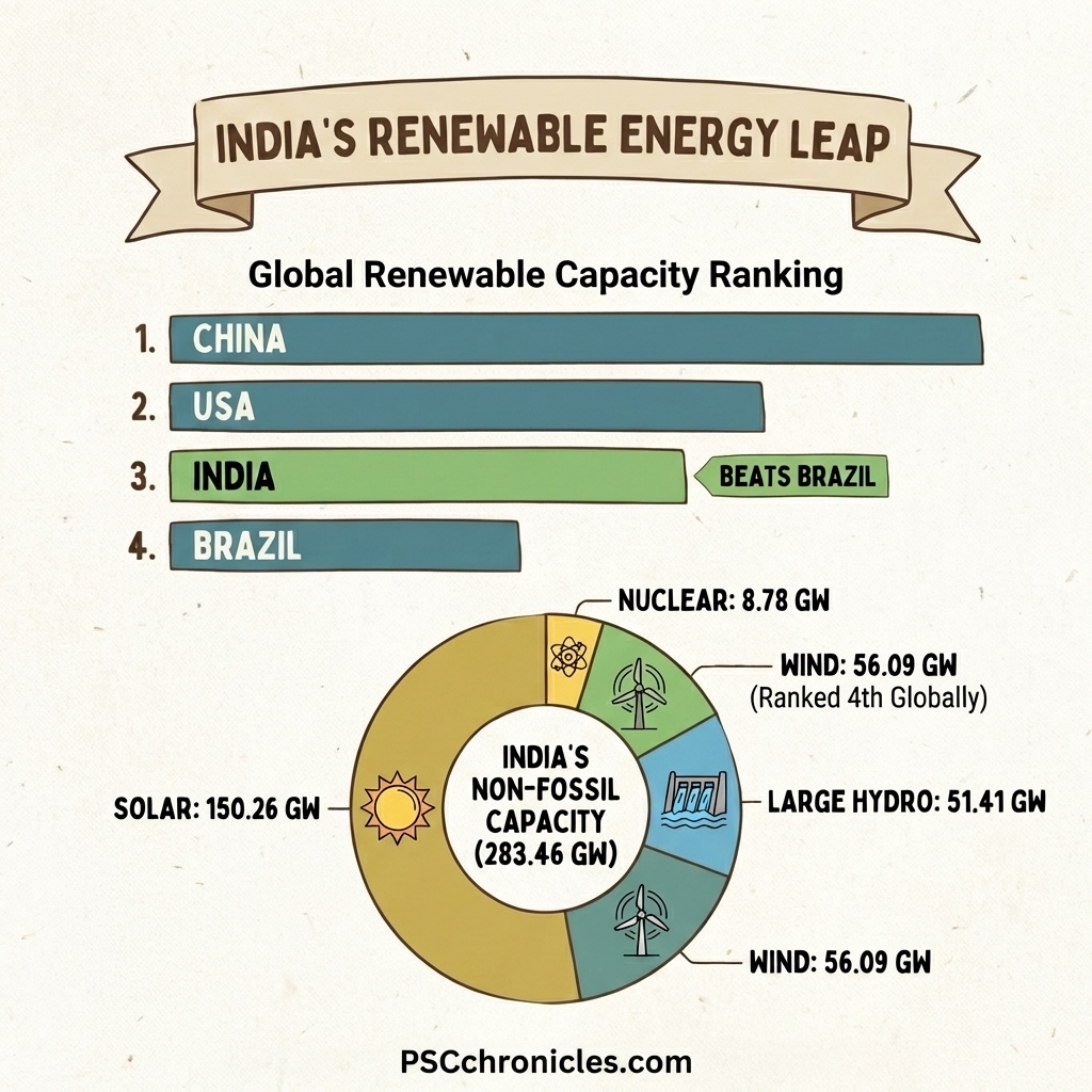 india ranked 3rd in re capacity