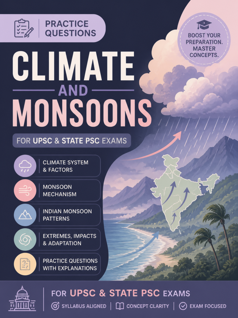 mcqs on monsoon and climate