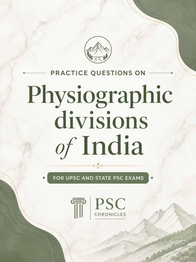 mcqs on physiographic divisions of india