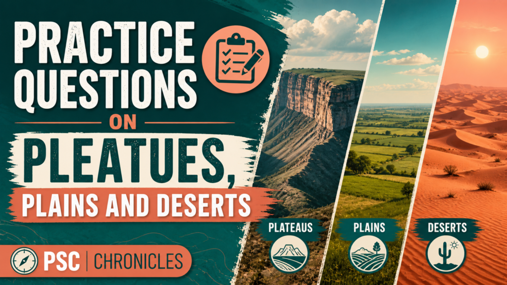 mcqs on plateaus, plains and deserts