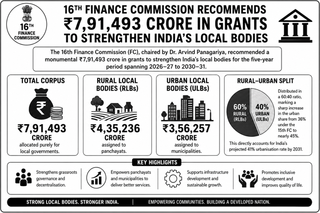 16th Finance Commission grants infographic for Rural Local Bodies